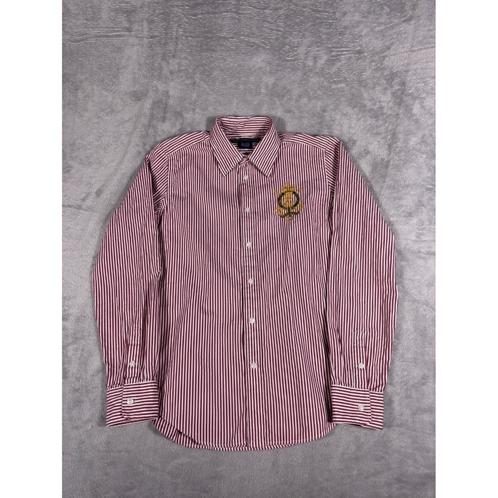 Ralph Lauren Sport RL Crest Embroidery Button-up Shirt Womens Size 12 Burgundy